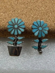 Impresionante broche colgante con incrustaciones de flores de plata esterlina nativa americana - Imagen 1 de 17