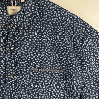 7 DIAMONDS Mens short sleeve button down shirt contract fabric floral - XL - Image 1 of 4