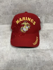 Cappellino Marines con ricamo ombra (ROSSO) taglia unica nuovo - Foto 1 di 8