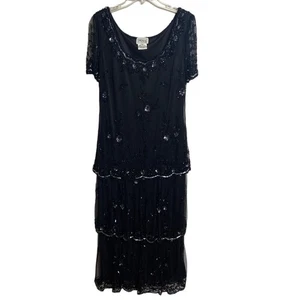 Vintage Stenay Gown Size 14 Black Dress Beaded full length - Picture 1 of 10