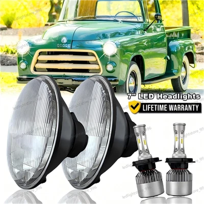 For Dodge D100 D150 D200 D300 7Inch Round LED Headlight Hi-Lo Beam cool white - Image 1 of 4
