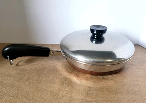Vintage 1801 Revere Ware Copper Bottom 7in Skillet Fry Pan W/Lid Clinton IL USA - Picture 1 of 7