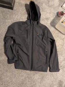 Golden Harvest Jacket Mens L Gray Hood Coat Softshell Zip Up Pockets Farmer Seed - Picture 1 of 4
