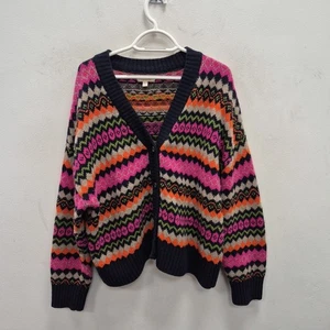 Barbour Redclaw Striped Colorful Wool Boxy Cardigan Winter Jacket Size Uk 12 - Picture 1 of 10