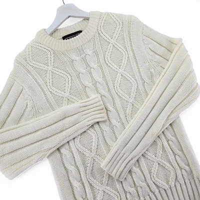 Vintage Sears Sportswear Cable Knit Cream Sweater Mens Medium Knitwear - Image 1 of 4