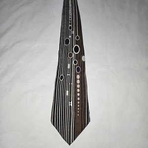 Schwarz braun weiß gold gestreift mit Ovalen 56" Krawatte Henry Gretel - Bild 1 von 4