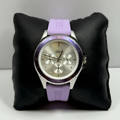 New-Lacoste Swing 2001300 Lilac Silicone Strap Multifunction Dial Women's Watch - Image 1 of 4