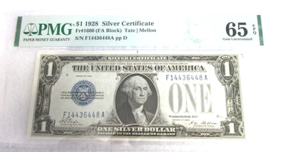 Friedberg #1600, 1928, $1 Silver Certificate, PMG/EPQ 65 - Image 1 of 2