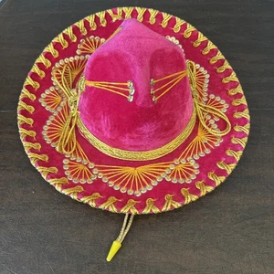 Gonzalez Sombreros Authentic Mexico Cinco De Mayo Hat Pink Gold Yellow Youth - Picture 1 of 11