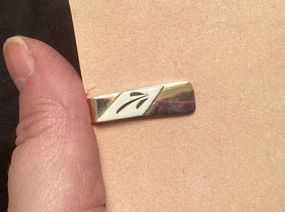 Gold Tone White Enamel Skinny Tie Clip Bar Clasp - Image 1 of 4