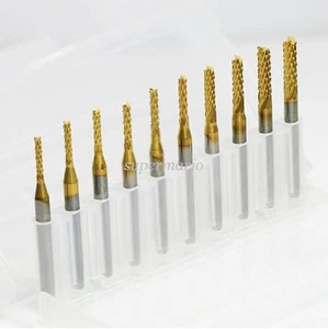 10x Titanium Coat Carbide 1.5mm-3.175mm End Mill Engraving Bits CNC Rotary Burrs - Picture 1 of 3