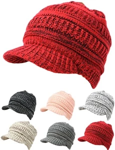 Unisex Winter Schirmmütze Strickmütze Mütze Fell gefüttert Häkel Herren Damen dick warm - Bild 1 von 13
