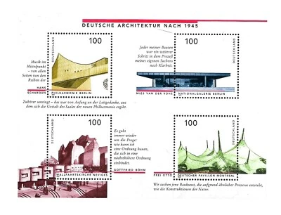 #50276 GERMANY BUNDESPOST  1997 GERMAN ARCHITECTURE S/SHEET  YV BL 36 MNH - Image 1 of 2
