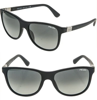 Auténticas gafas de sol deportivas con logotipo de aviador negras mate PRADA 20S cuadradas PR20SS Foto 1 de 4