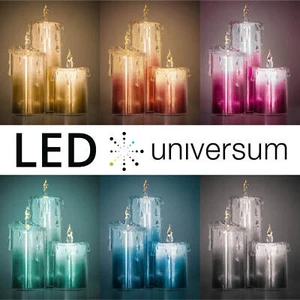 LED Glitzer Kerze 3er Set "Liza" Timer Fernbedienung Candle Kristall Optik Acryl - Bild 1 von 35