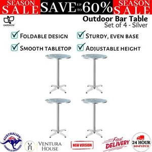 Gardeon 4pcs Outdoor Bar Table Furniture Adjustable Cafe Table Round Aluminium - Picture 1 of 13