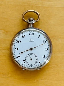 Reloj de bolsillo Omega plata, para piezas o reparación, balance dañado - Imagen 1 de 18