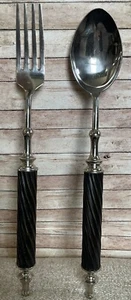 Pottery Barn Bronze Twist Serving Set Long Fork and Spoon Set 14.5” Cutlery - Bild 1 von 3