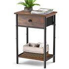 Night Stand Bedside Tables With Drawer Rustic End Table For Small Spaces 2 Tiers