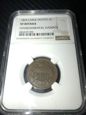 NGC GRADED - 1864 2 Cent Coin (LARGE MOTTO 2C / VF DETAILS) - Image 1 of 2
