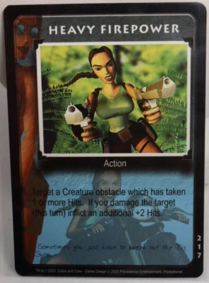 Heavy Firepower PROMO Tomb Raider CCG Lara Croft Rare Card 217 2000 NM/VLP - Image 1 of 2