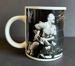 VTG WWE Wrestling 2002 Coffee Mug Cup The Rock/Kurt Angle Autograph 12 Ounce - Picture 1 of 8
