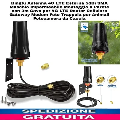 Antenna 4G LTE Esterna 5dBi SMA Maschio Impermeabile Montaggio a Parete Con Cav  - Immagine 1 di 4