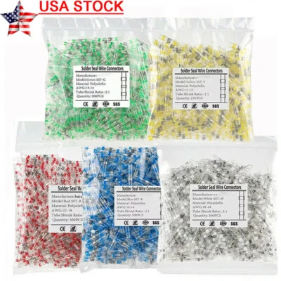 240/500Pcs Heat Shrink Solder Wire Connectors Kit Waterproof Seal Butt Terminals - Image 1 of 4