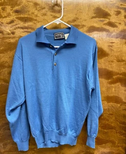 Men Versace" 100% wool powder blue pullover, 3 button up sweater. Size Sm. P.O. - Picture 1 of 2