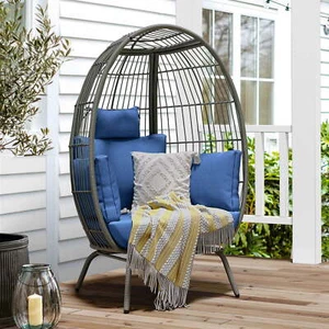 Taus Teardrop Egg Chair Outdoor Patio Wicker Oversized Lounger w/ Cushions - Picture 1 of 7