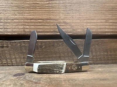 Cuchillo de cubiertos Remington guía ganadero 3 hojas mango de madera de hueso nuevo (CANTIDAD) Foto 1 de 4