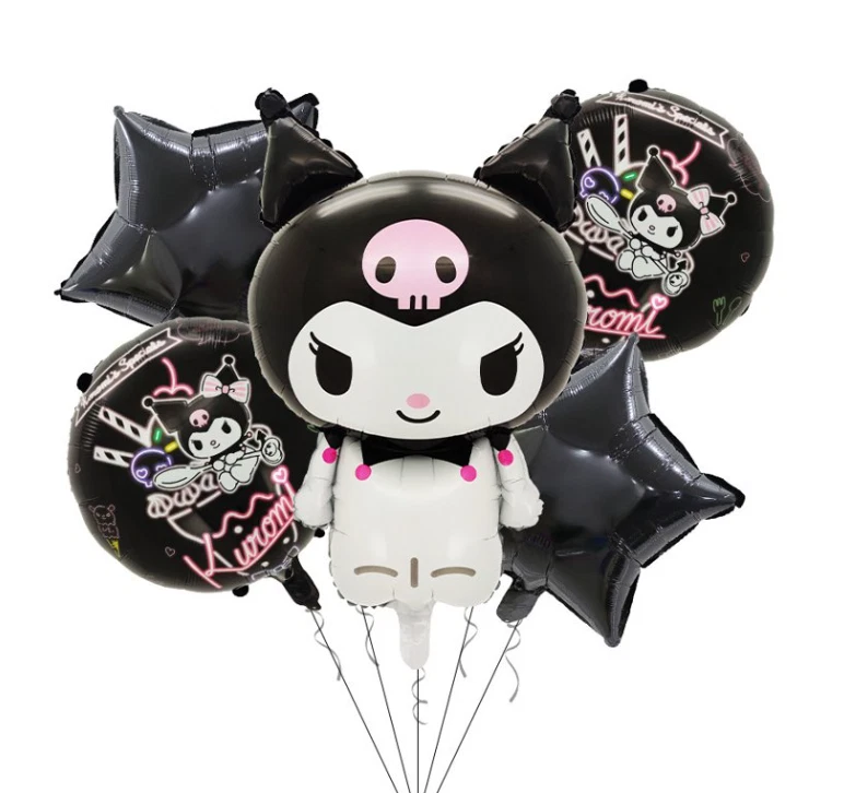 5pc Sanrio Balloons Hello Kitty Kuromi Birthday Black Balloon Decorations - Image 1 of 1