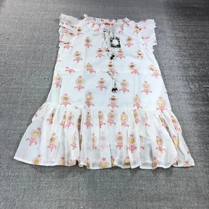 New Oliphant Dress Womens Small Cinched Flirty Leela Peach Lined 1149V White a55 - Picture 1 of 9