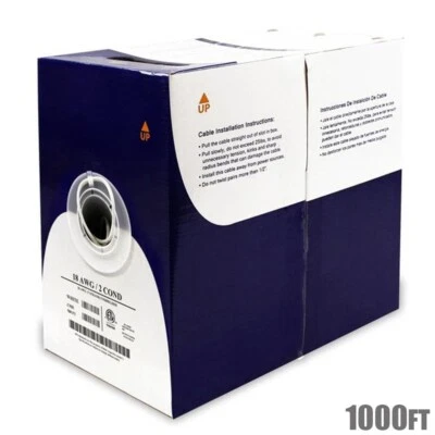 1000FT 18AWG/2 CCTV Security Camera Power Line Standard Cable Gray CMR - Image 1 of 2