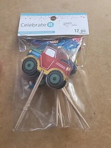 Celebrate It! Cupcake Toppers Trucks Cars 4 Designs 12 Pieces - Picture 1 of 4