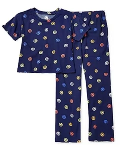 NWT Girl's Size 20.5 Plus There Abouts Smiley Face Pajama Set - Picture 1 of 1