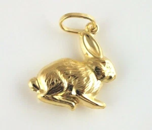 New 9ct Yellow Gold Rabbit Charm / Pendant - Picture 1 of 3