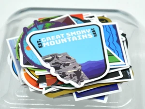 Lot of 45 vinyl Camping, Outdoor, Skateboard, Luggage, Laptop, Car stickers B - Imagen 1 de 2