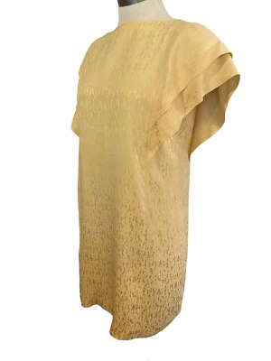 Vestido LILLIE RUBIN AÑOS 60 Vintage Amarillo Pura Seda Mangas Por encima de la rodilla Foto 1 de 4