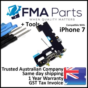 iPhone 7 Negro Dock Conector Puerto Micrófono Flex Cable Carga Reemplazo - Imagen 1 de 4