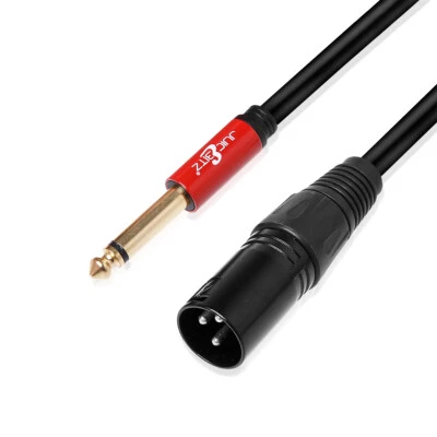 JUICEBITZ XLR Male 3 Pin to 6.35mm 1/4" Jack Lead Speaker Audio Cable Shielded 20AWG OFC