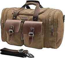  50L Travel Duffel Bag, Expandable Canvas Genuine Leather Duffle Bag Upgraded 