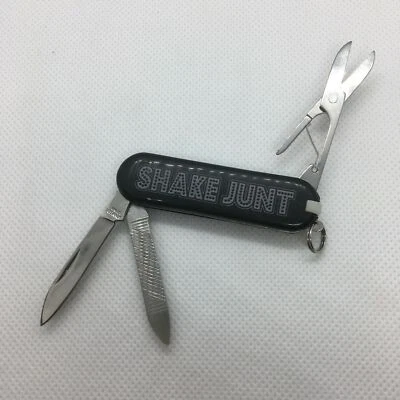 SHAKE JUNT LOGO KNIFE SKATEBOARD LONGBOARD, Classic Swiss Style - Black