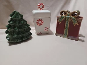 Set Of Christmas Decor - 2 Napkin Holders, 1 Peppermint Candy Dish With Lid - Picture 1 of 19