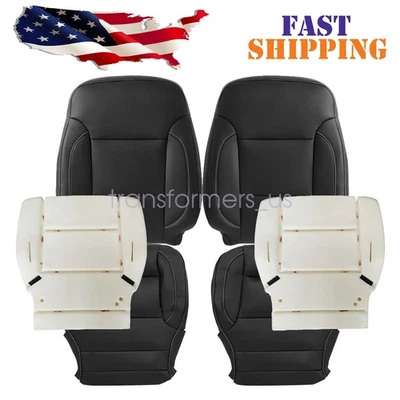 Funda de asiento delantera de cuero negra o cojín de espuma para Chevy Silverado 2014-2019 Foto 1 de 4