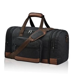 Reisetasche Canvas Reisetasche Seesäcke Übernachtung Wochenende 50L schwarz - Bild 1 von 7