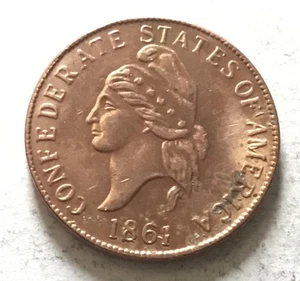 Confederate States Of America CSA One Cent 1¢ Tribute Token Coin Medal - Picture 1 of 2