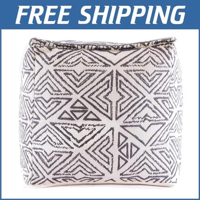 Custom-Fill White Cube Pouf Cover - Eco-Friendly Cotton Ottoman for Living Rooms Foto 1 de 4