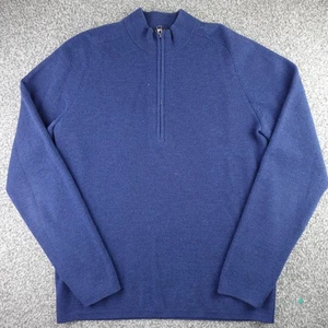 Theory Sweater Men Medium Blue Wool Half Zip Pullover Lightweight Classic Casual - Picture 1 of 14