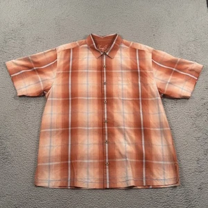 Tommy Bahama Shirt Mens XL Orange Silk Plaid Short Sleeve Button Up Casual - Picture 1 of 11